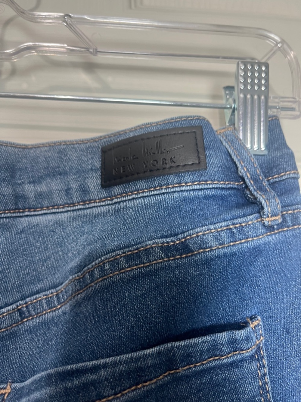 Nicole Miller Dark Blue Wide Leg Jeans with Front Seam Detail - Picture 2 of 5
